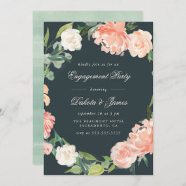 赤面ピンクペニーズ&ユーカリプタス婚約パーティ 招待状