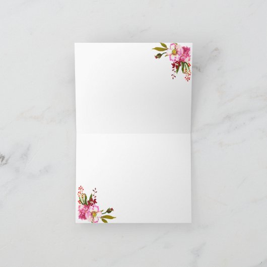 赤面ピンクホットピンクフローラモノグラムのノートカード サンキューカード (内部)