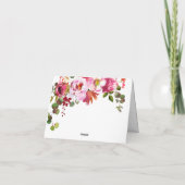 赤面ピンクホットピンクフローラモノグラムのノートカード サンキューカード (裏面)