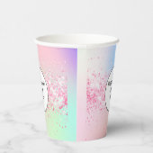 赤面ピンクホログラフィックビジネス企業のロゴ 紙コップ (右)