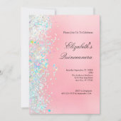 赤面ピンクホワイトグリッターグラムきらきら光るキンセアニェラ 招待状 (正面)