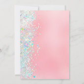 赤面ピンクホワイトグリッターグラムきらきら光る21歳の誕生日 招待状 (裏面)