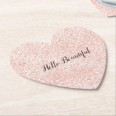 赤面ピンクホワイトグリッターヒョウ印刷 ペーパーコースター (アングル)