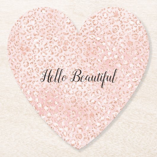 赤面ピンクホワイトグリッターヒョウ印刷 ペーパーコースター (正面)