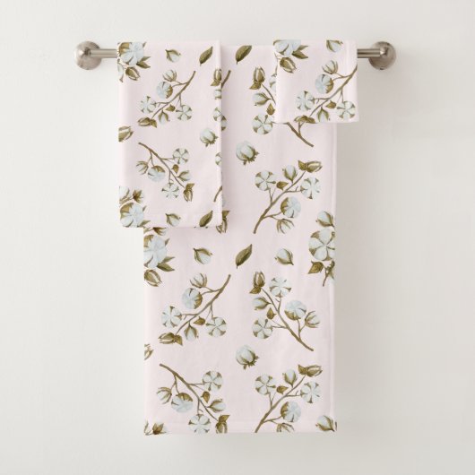 赤面ピンクホワイトコットンボルステムウォーター色 バスタオルセット (インサイチュ)