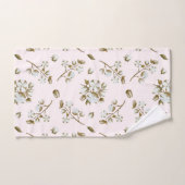 赤面ピンクホワイトコットンボルステムウォーター色 バスタオルセット (ハンドタオル)