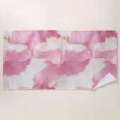 赤面ピンクホワイトコワイド動物 ビーチタオル (正面)