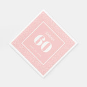 赤面ピンクホワイトスターダストグリッター60誕生日 スタンダードランチョンナプキン (角)