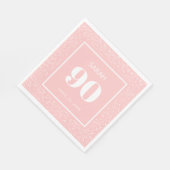 赤面ピンクホワイトスターダストグリッター90誕生日 スタンダードランチョンナプキン (角)