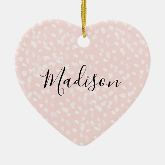 赤面ピンクホワイトスポット セラミックオーナメント (正面)