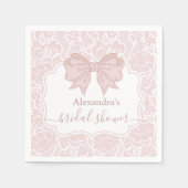 赤面ピンクホワイトチノワセリーフローラブライダルシャワー スタンダードカクテルナプキン (正面)