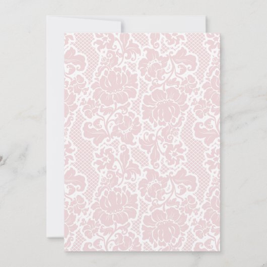 赤面ピンクホワイトチノワセリーフローラブライダルシャワー 招待状 (裏面)