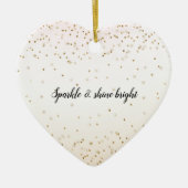 赤面ピンクホワイトピーチグラデーション金ゴールド紙吹雪 セラミックオーナメント (正面)