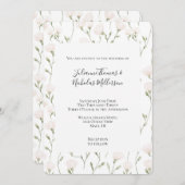 赤面ピンクホワイトフローラ結婚ズ 招待状 (正面/裏面)