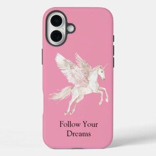 赤面ピンクホワイトペガサスホース iPhone 16 PLUSケース
