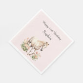 赤面ピンクホワイトホースチューリップ誕生日 スタンダードランチョンナプキン (角)