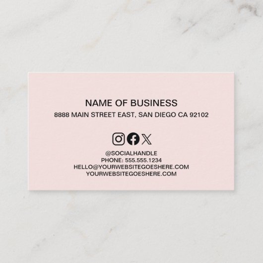 赤面ピンクホワイトミニマルモダンサロン事業 ロイヤリティカード (裏面)