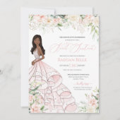 赤面ピンクホワイトローズエレガントグラムSweet sixteen 招待状 (正面)