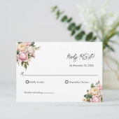 赤面ピンクホワイトローズフローラエレガントウェディングRSVP (スタンド正面)