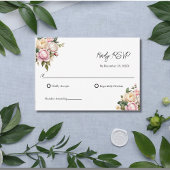 赤面ピンクホワイトローズフローラエレガントウェディングRSVP