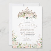 赤面ピンクホワイトローズフローラエレガントキンセアニェラ 招待状 (正面)