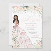 赤面ピンクホワイトローズラグジュアリーグラムSweet sixteenI 招待状 (正面)