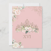 赤面ピンクホワイトローズラグジュアリーグラムSweet sixteenI 招待状 (裏面)