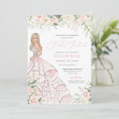 赤面ピンクホワイトローズラグジュアリーSweet sixteenインヴィット 招待状 (スタンド正面)