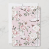 赤面ピンクホワイト女性のカーボーイブーツハット誕生日 招待状 (裏面)