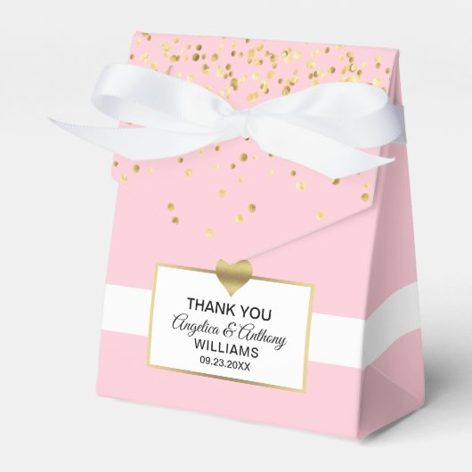 赤面ピンクホワイト金ゴールドハートパーティー結婚の好意 フェイバーボックス (正面サイド)