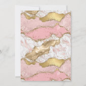 赤面ピンクホワイト金ゴールドマーブルアーチムスリム結婚ズ 招待状 (裏面)