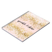 赤面ピンクホワイト金ゴールド紙吹雪スパークル ノートブック (左側)