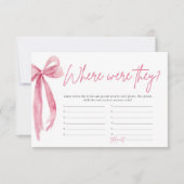 赤面ピンクボウどこ彼らはブライダルシャワーゲーム 招待状 (正面)
