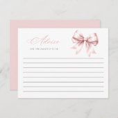 赤面ピンクボウエレガントベビーシャワーアドバイスカード エンクロージャーカード (正面/裏面)