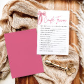 赤面ピンクボウカップルブライダルシャワーゲーム 招待状