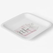 赤面ピンクボウギフトハートチャームブライダルシャワー ペーパープレート (傾斜あり)