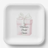 赤面ピンクボウギフトハートチャームブライダルシャワー ペーパープレート (正面)
