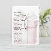 赤面ピンクボウギフトハートチャームブライダルシャワー 招待状 (スタンド正面)