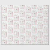 赤面ピンクボウギフトハートチャーム誕生日 ラッピングペーパー (フラット)