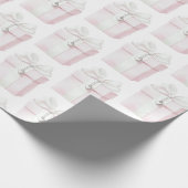 赤面ピンクボウギフトハートチャーム誕生日 ラッピングペーパー (角)