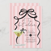 赤面ピンクボウコケットオリーブマルティーニ誕生日 招待状 (正面/裏面)