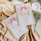 赤面ピンクボウコケットガールベビーシャワー 招待状