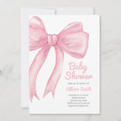 赤面ピンクボウコケット女名門私立校風のの子ベビーシャワー 招待状 (正面)