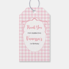 赤面ピンクボウコケット1st誕生日ありがとう ギフトタグ