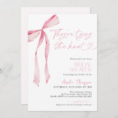 赤面ピンクボウザータイイングザノットブライダルシャワー 招待状 (正面/裏面)