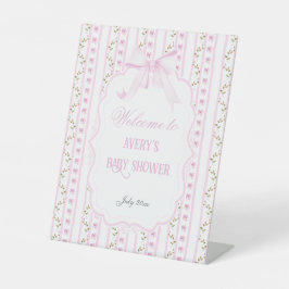 赤面ピンクボウズフローラガールエレガントベビーシャワー 台座サイン