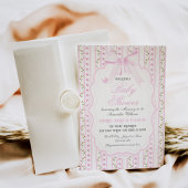 赤面ピンクボウズフローラガールエレガントベビーシャワー 招待状