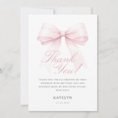 赤面ピンクボウファースト誕生日サンキューカード サンキューカード (正面)