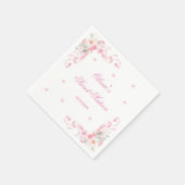 赤面ピンクボウフラワーズSweet sixteen誕生日 スタンダードカクテルナプキン (角)