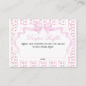 赤面ピンクボウフローラエレガントベビシャワーオムツ エンクロージャーカード (正面)